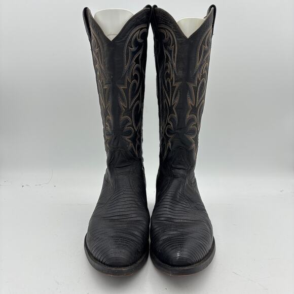Vintage 80s Larry Mahan Cowboy Boots Western Exotic Lizard Men\'s 10 D main image 7
